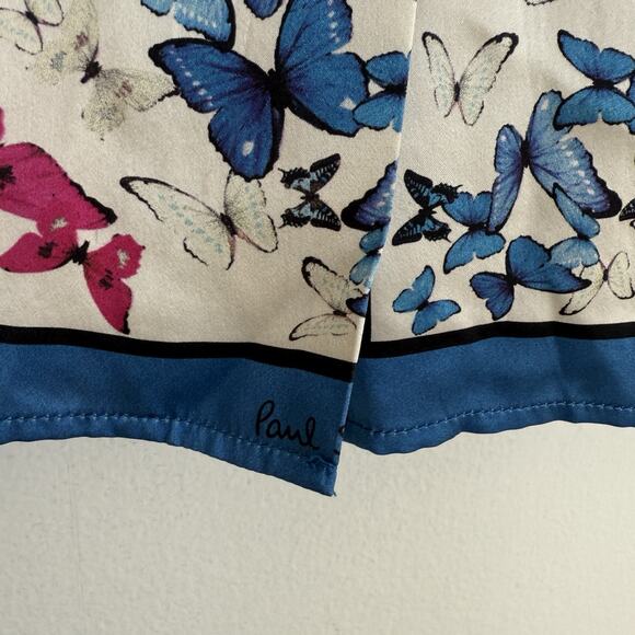 Paul Smith Blue Novelty Print Butterfly 100% Silk Pencil Midi Skirt US 10/UK14 - Picture 5 of 8